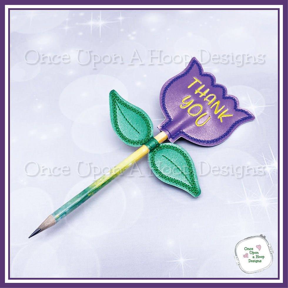 Thumbnail: Teacher Thank You Tulips Gift Card Holder Pencil Toppers ITH Embroidery Design