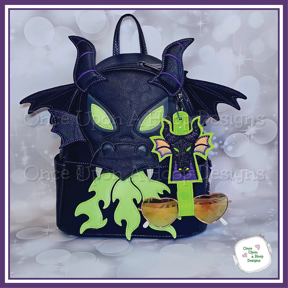 Thumbnail: Evil Queen Mal Dragon MEars Headband Holder ITH Machine Embroidery Design