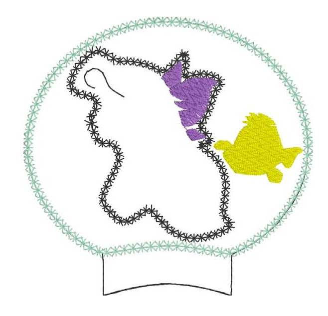Thumbnail: Mermaid Princess Silhouette MEar Add-on ITH Machine Embroidery Design