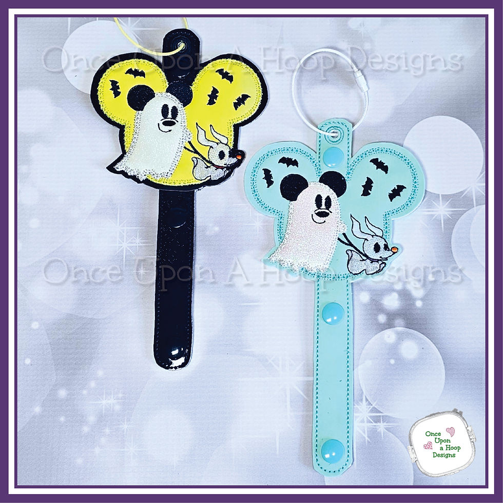 Thumbnail: Mr Mouse Walking Ghost Dog MEars Headband Holder ITH Machine Embroidery Design