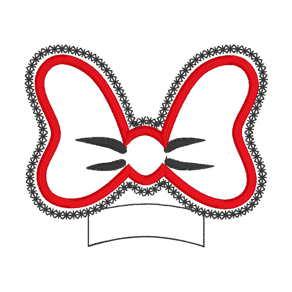 Thumbnail: Mouse Snowflake MEars (3 Pieces) ITH Machine Embroidery Design