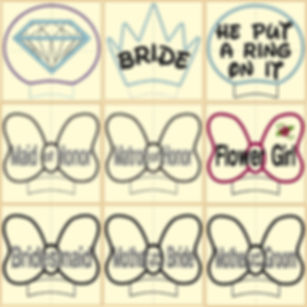 Bridal Party MEars 11-piece Set ITH Embroidery Design