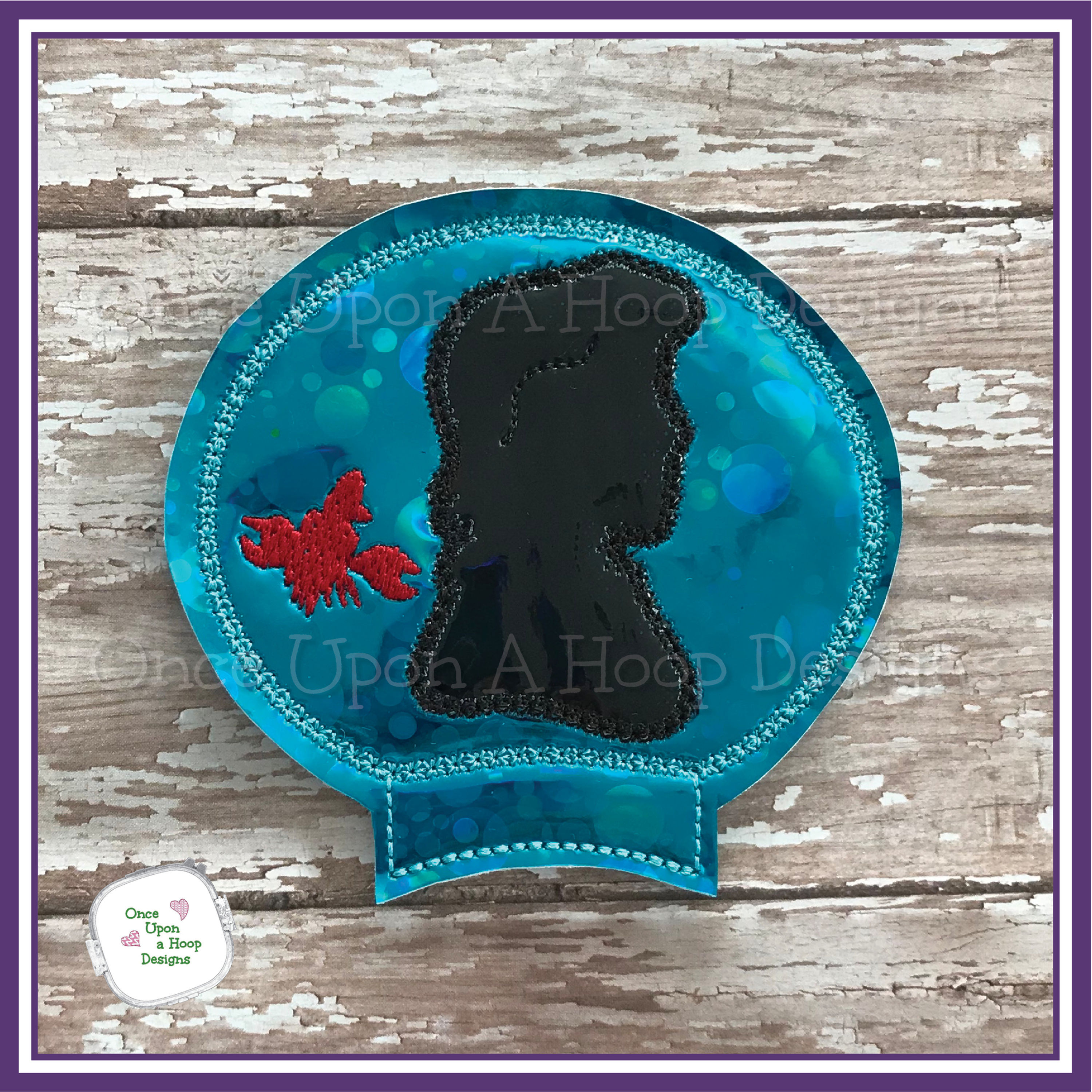 Mermaid Prince Silhouette MEar Add-on ITH Machine Embroidery Design