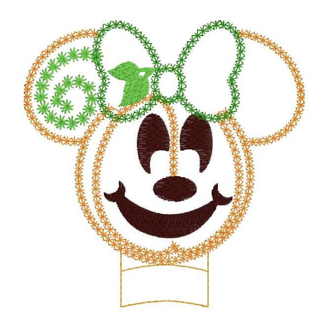 Thumbnail: Ms Mouse Pumpkin MEar Add-on ITH Digital Machine Embroidery Design
