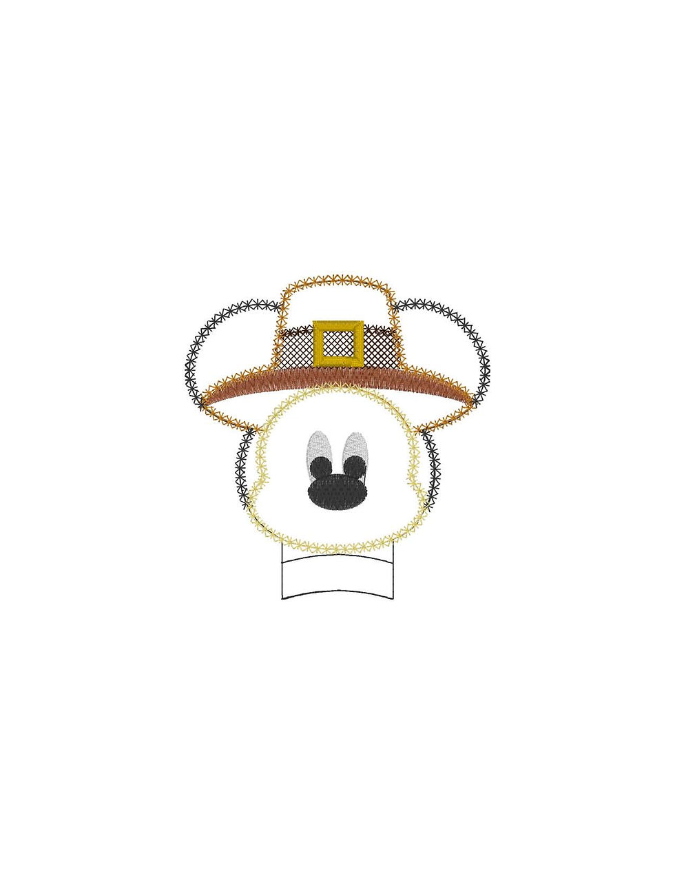Thumbnail: Mr Mouse Pilgrim Add-on ITH Embroidery Design