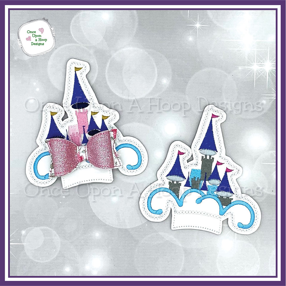 Thumbnail: Castle with & without Bow Holes Center Add-on ITH Digital Embroidery Design