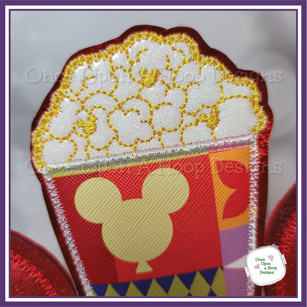 Thumbnail: Popcorn Bucket with 3D Popcorn Add-on Center ITH Digital Embroidery Design