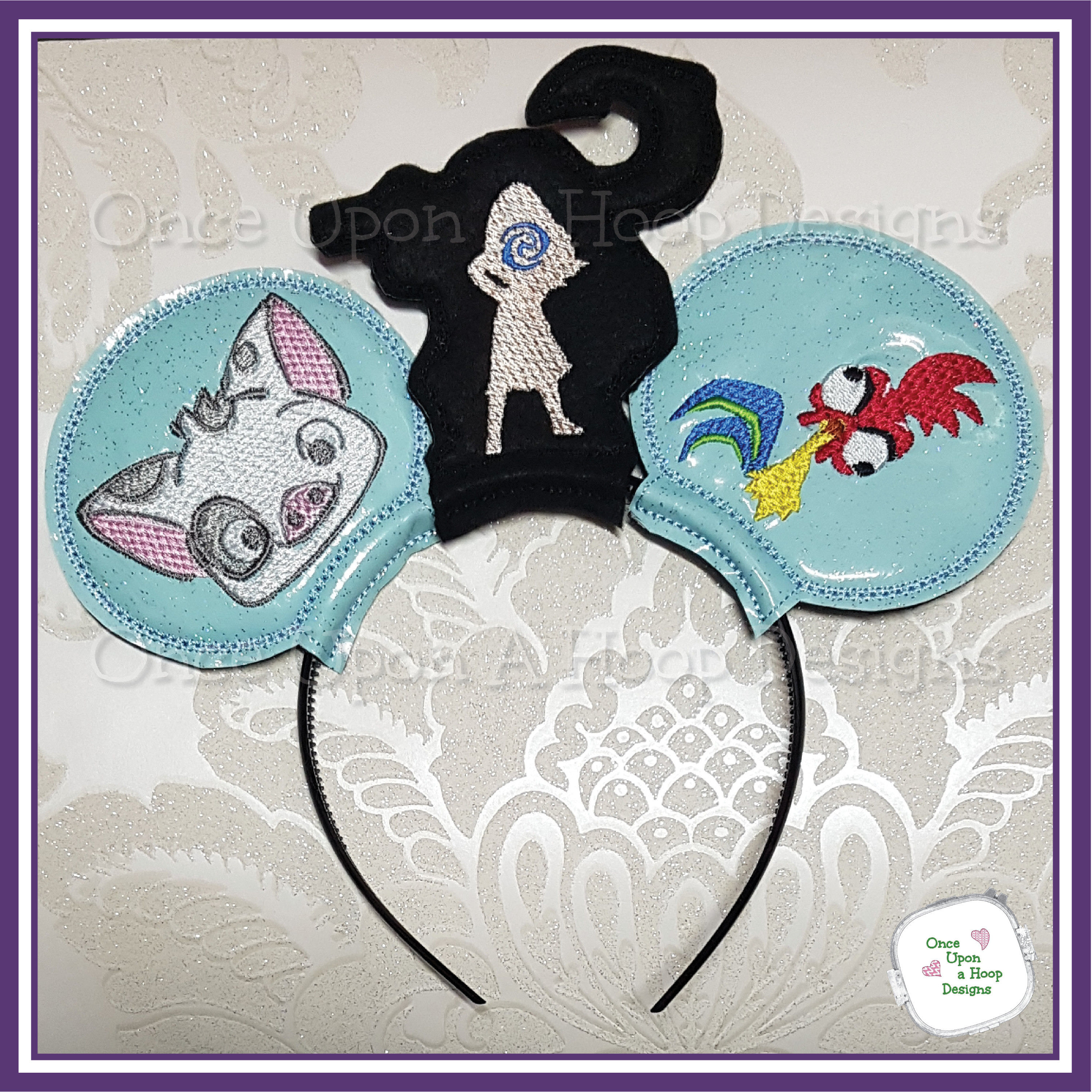 Polynesian Princess Demi God Rooster MEars 3-piece Set ITH Embroidery Design