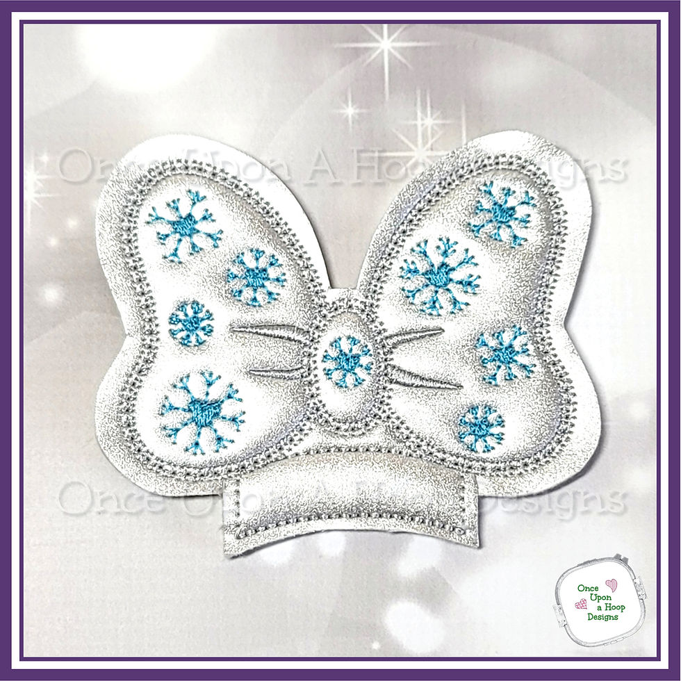 Thumbnail: Snowflake Flat Bow Add-on ITH Digital Machine Embroidery Design