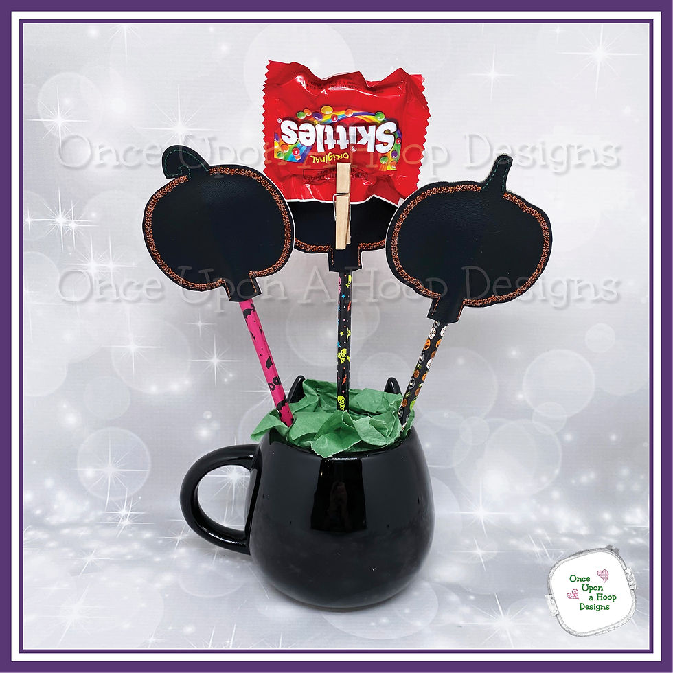 Thumbnail: Happy Halloween Pumpkin Gift Card/Candy Holder Pencil Toppers ITH Emb Design