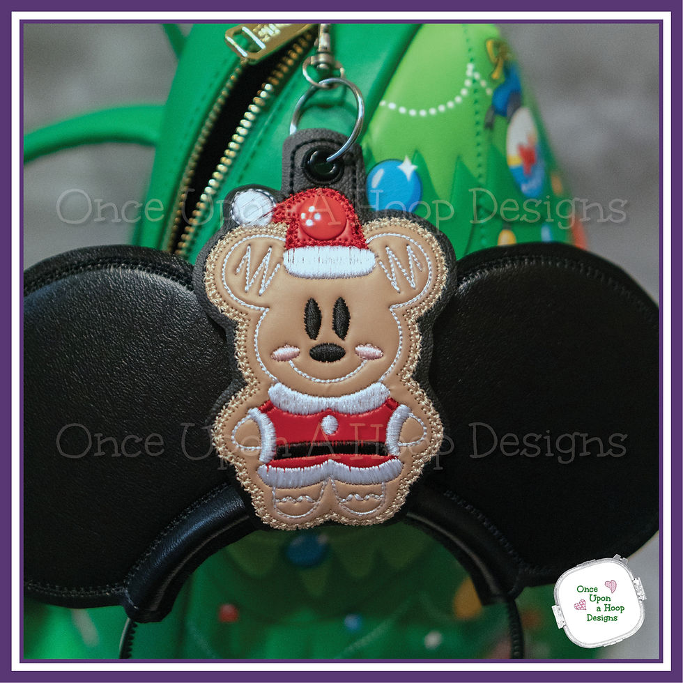 Thumbnail: Mr Mouse Santa Gingerbread MEars Headband Holder ITH Embroidery Design