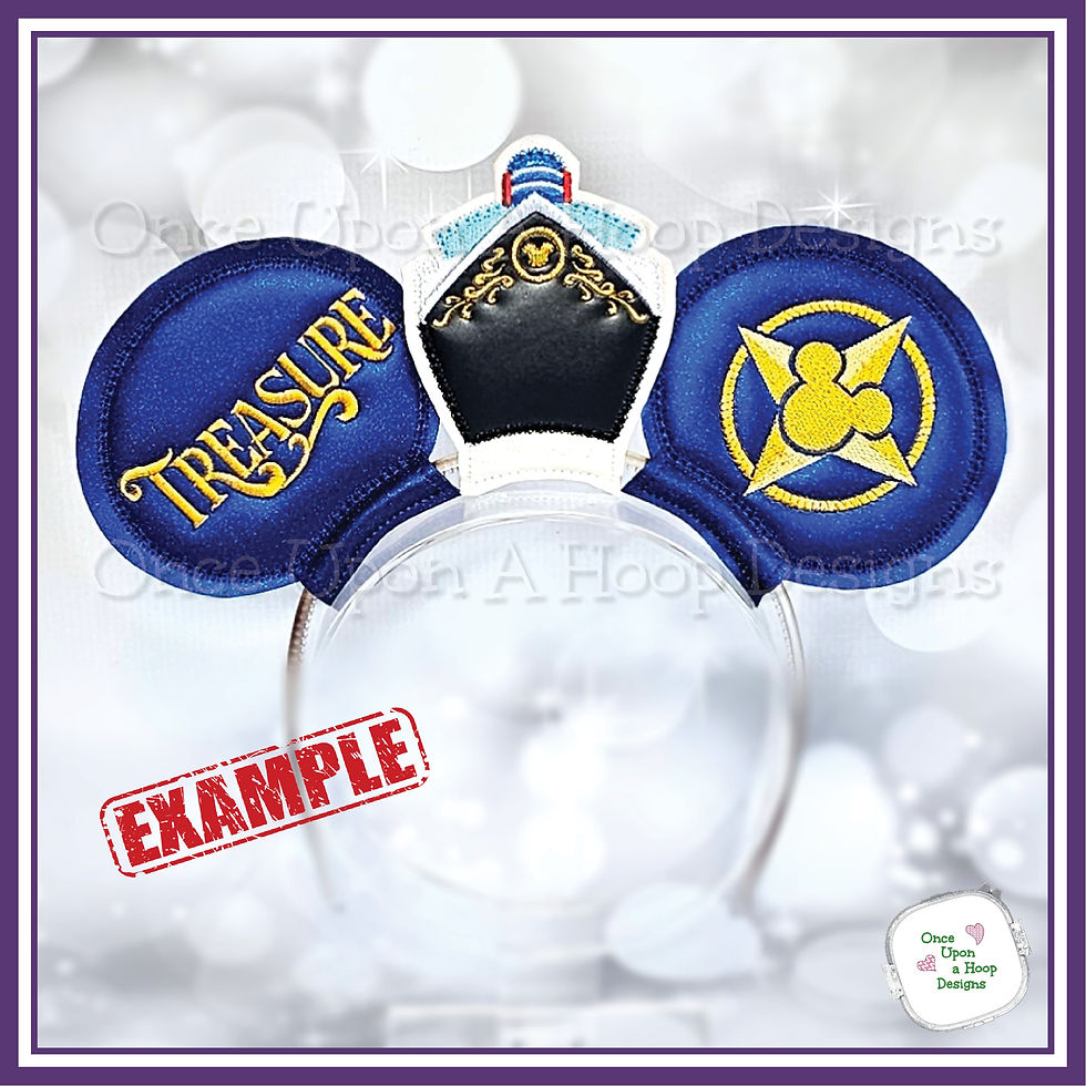 Thumbnail: Mouse Cruise Ship MEar Add-on ITH Machine Embroidery Design