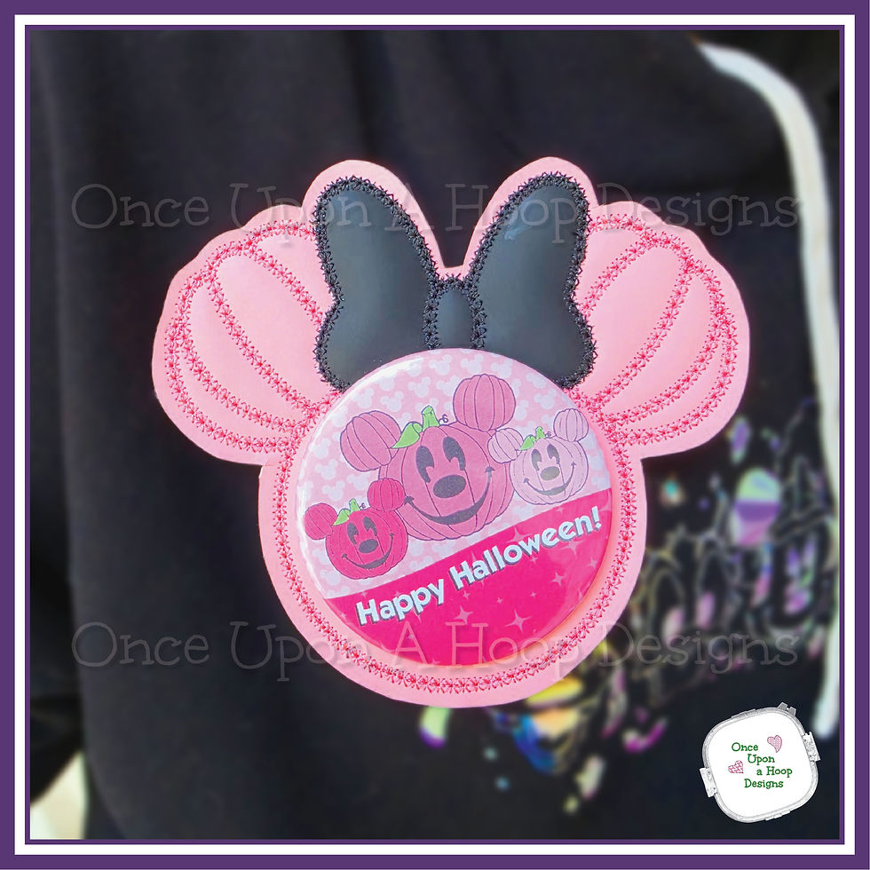 Thumbnail: Ms Mouse Pumpkin Park Button Park Button Holder 2 vers ITH Embroidery Design