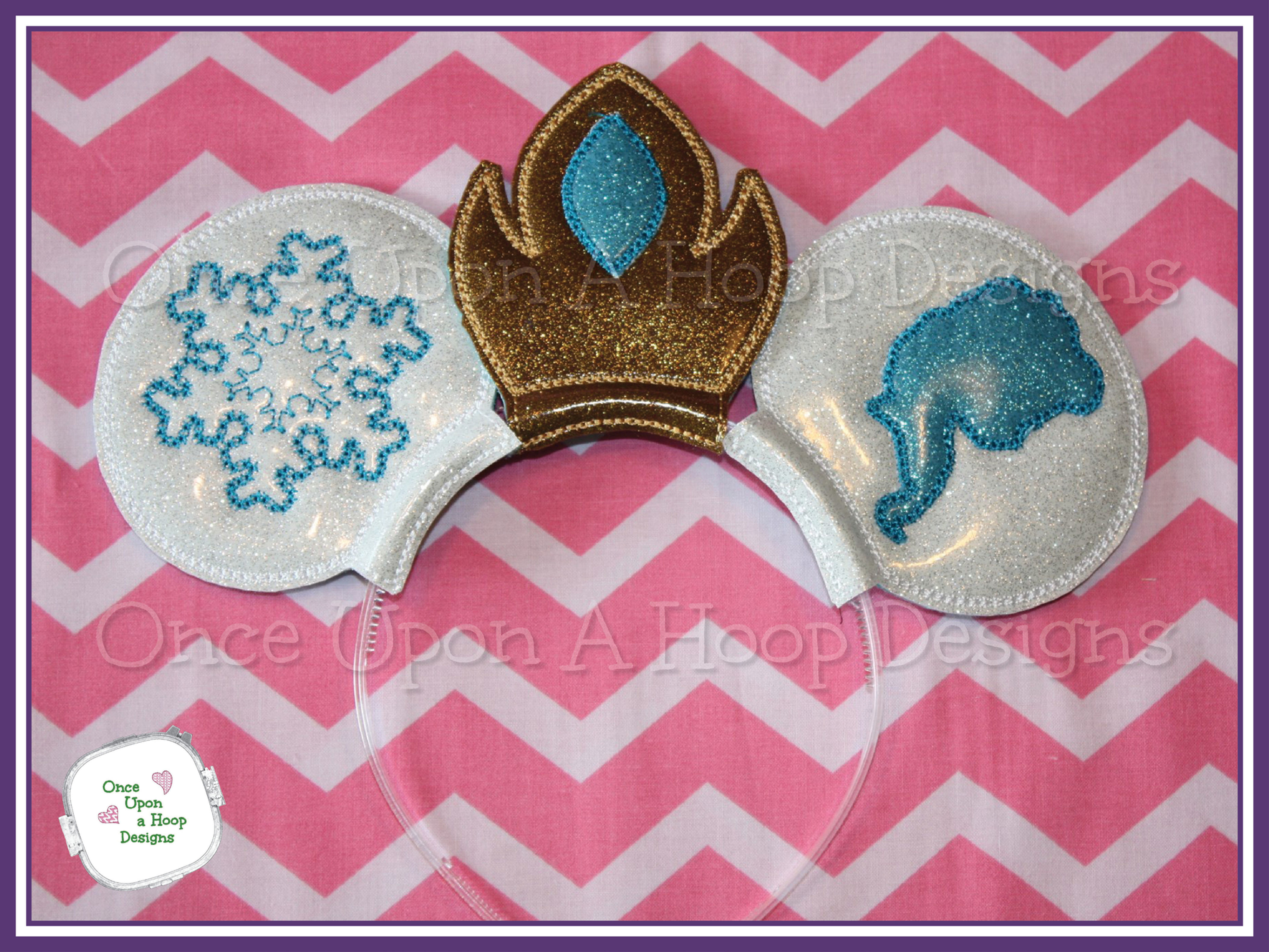 Frozen Ice Queen Princess MEars plus Wand (4 Pieces) ITH Embroidery Design