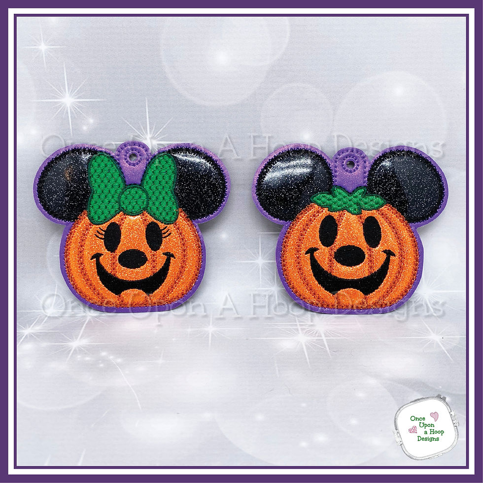 Thumbnail: Mr & Ms Mouse Jack-O-Lantern ORNAMENT Pieces  ITH Digital Embroidery Design