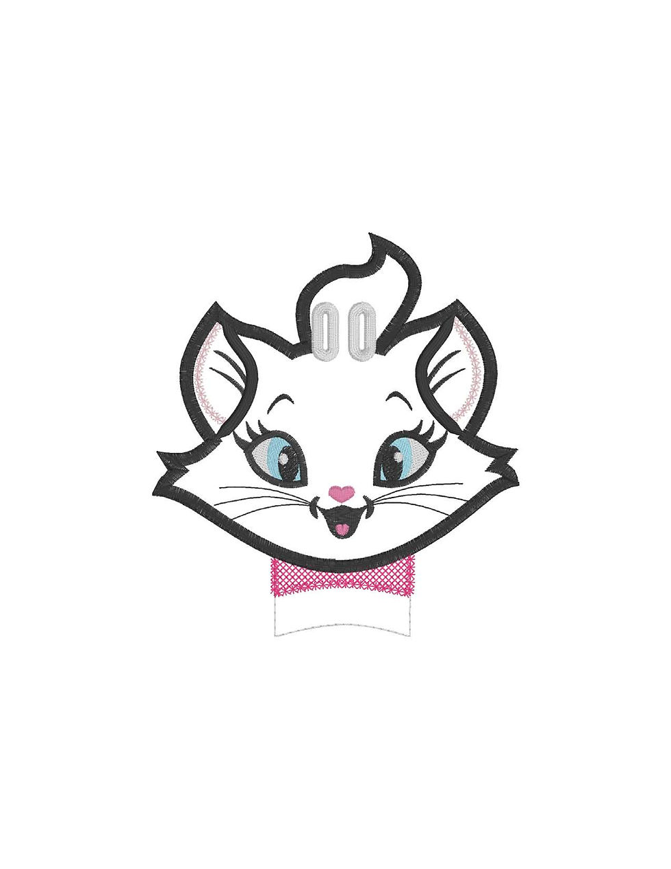 Thumbnail: Marie Kitten Peeker w/Bow Holes Center Add-on ITH Digital Embroidery Design