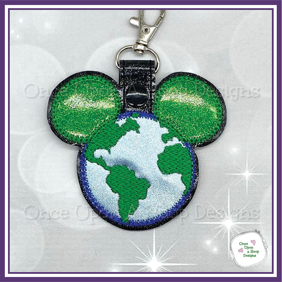 Thumbnail: Mr Mouse Earth Day Purse Charm Snap Tab ITH Digital Embroidery Design