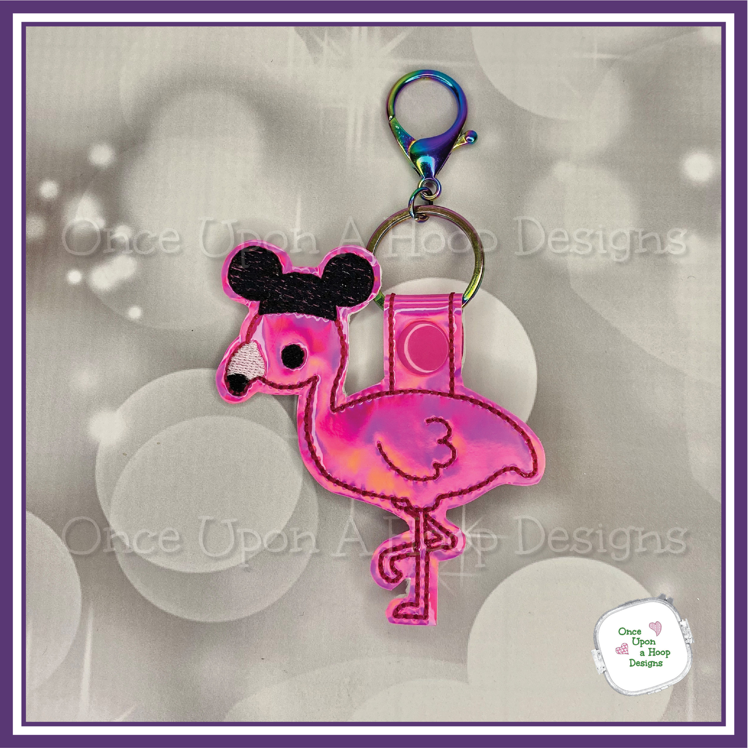 Snap Tab:  Mr Mouse Hat Flamingo - ITH Digital Embroidery Design