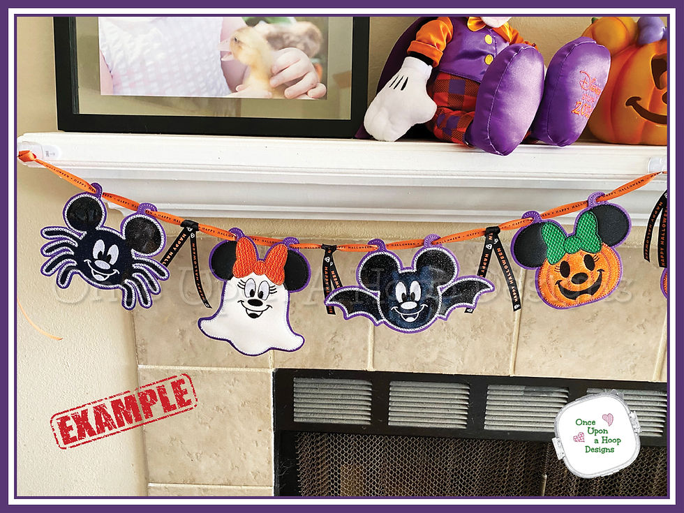 Thumbnail: Mr & Ms Mouse Ghost 5x7 BANNER Pieces  ITH Digital Embroidery Design