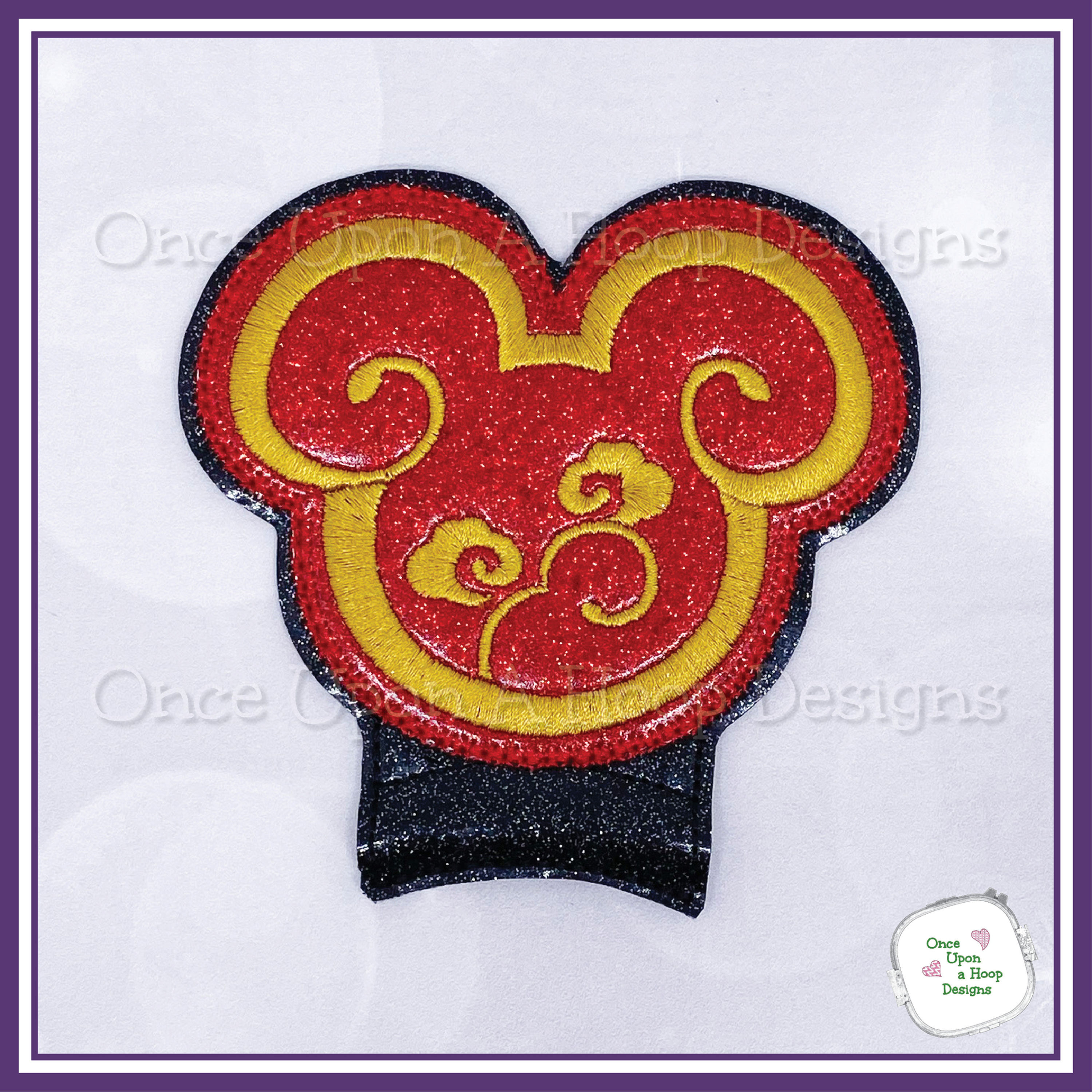Mr Mouse Chinese Ornamental Center Add-on ITH Machine Embroidery Design