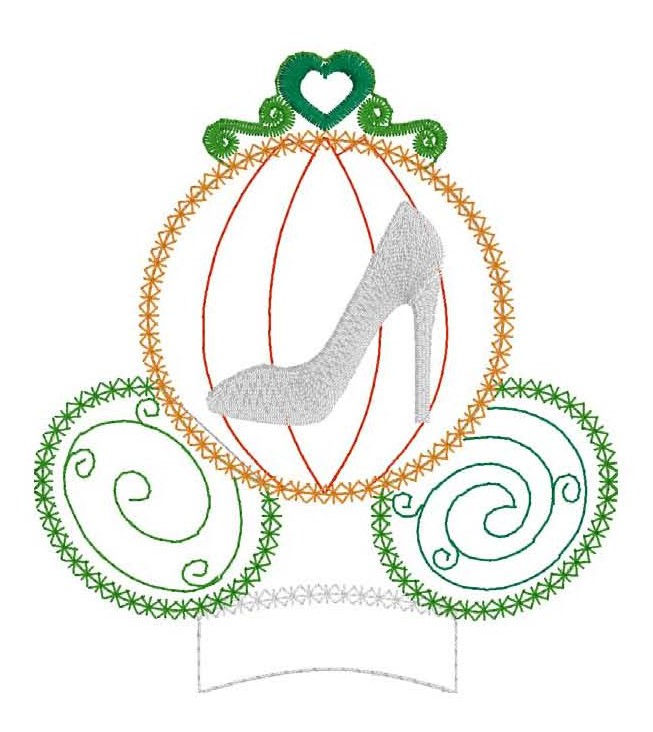 Thumbnail: Pumpkin Coach Shoe Center Add-on ITH Digital Embroidery Design