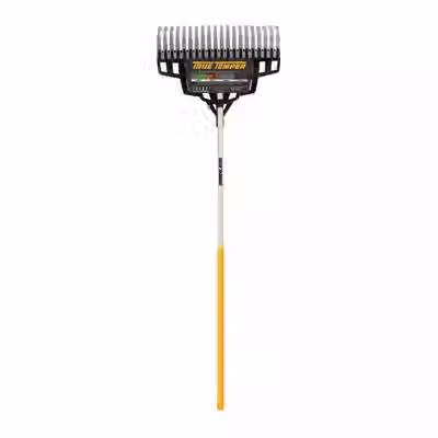 True Temper 65.25 in. 20 Tine Steel Lawn Rake Wood Handle  