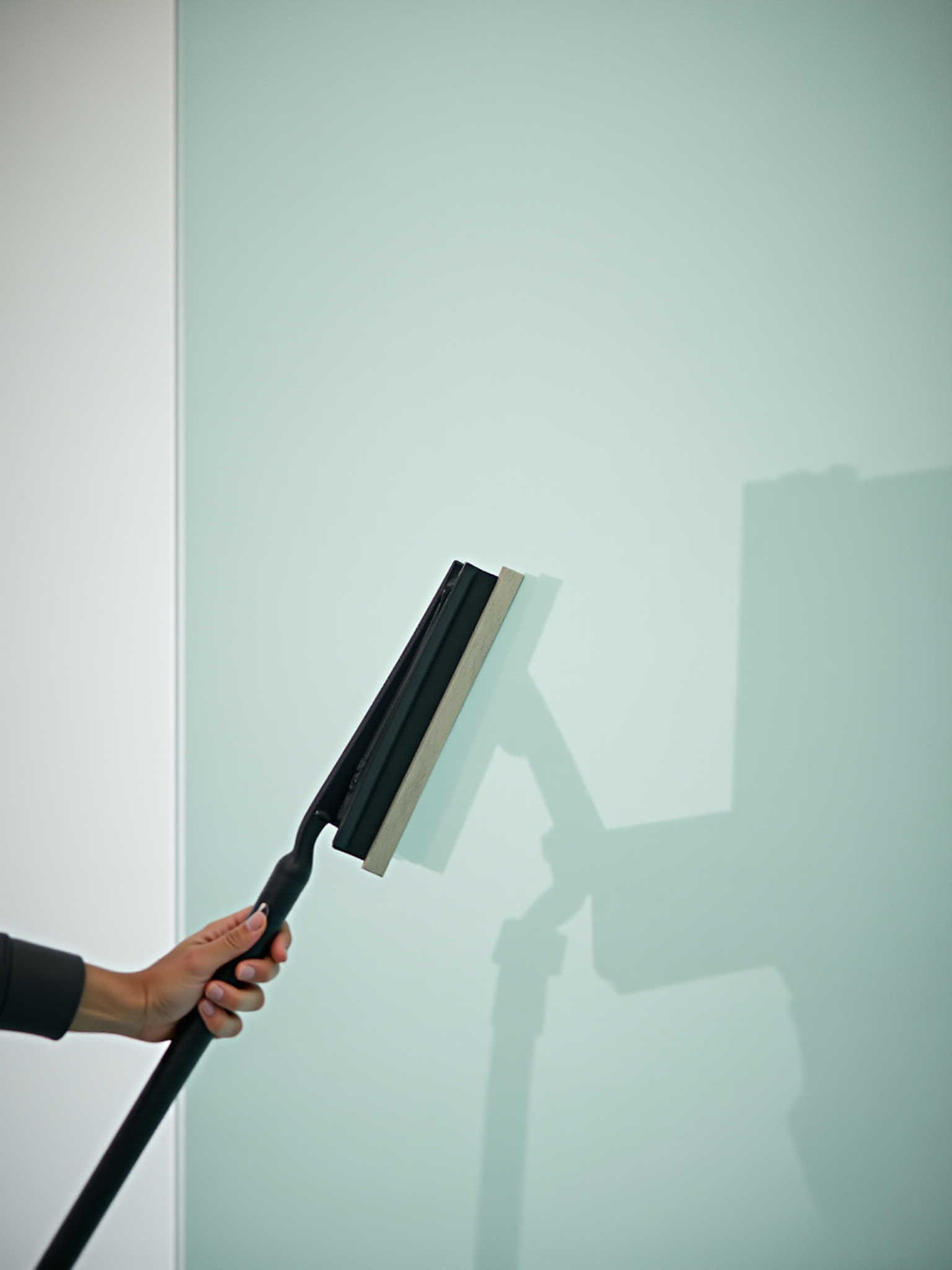 Woman cleaning a window