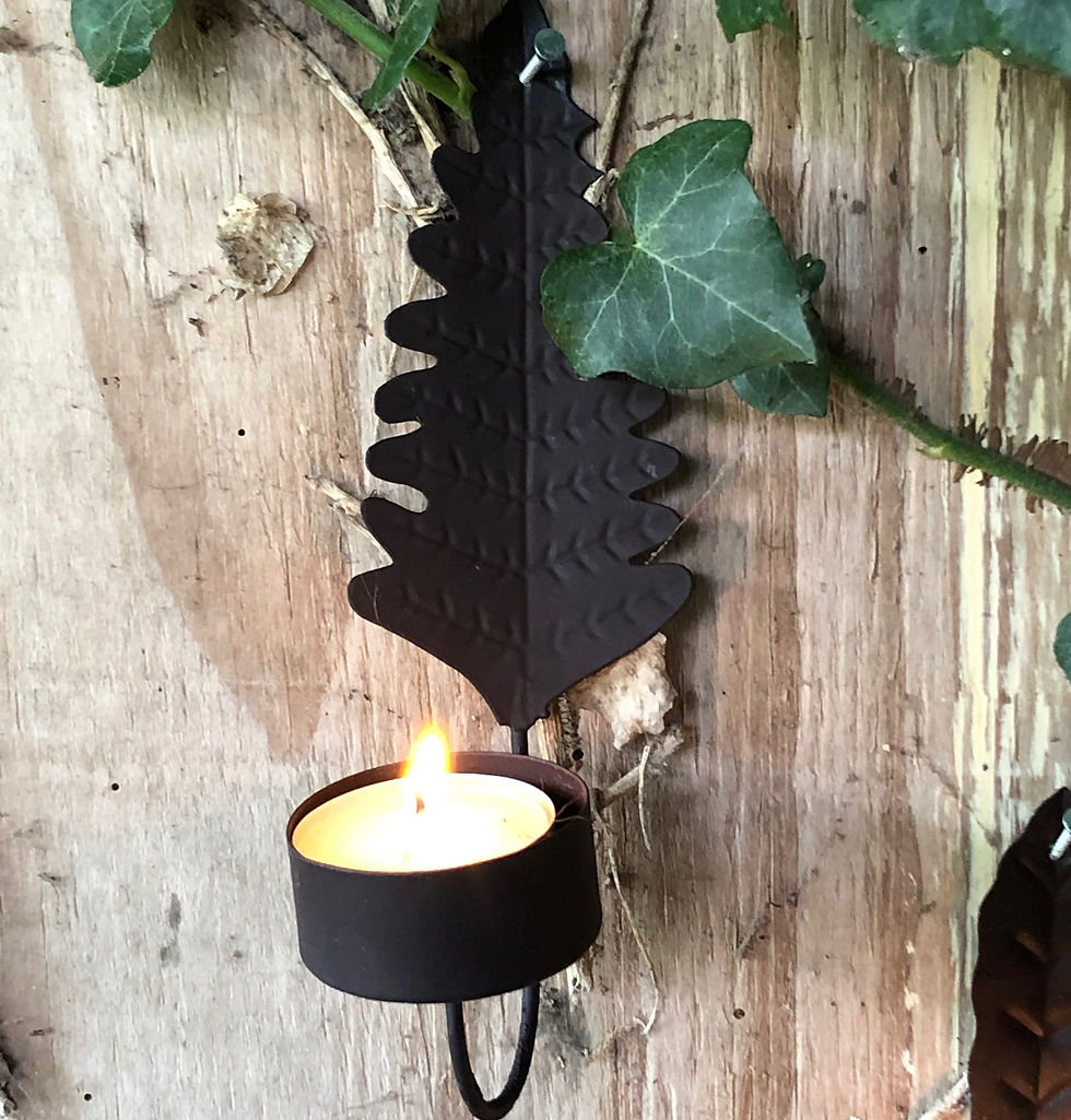 Thumbnail: Set of Two Rusted Leaf TeaLight Holders