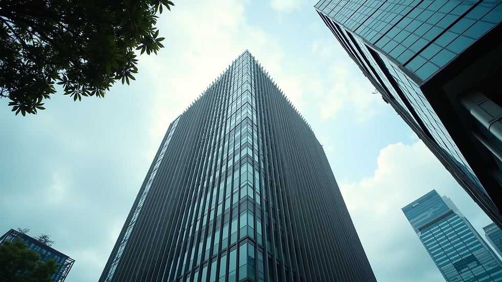 Eye-level view of a modern office building in Singapore