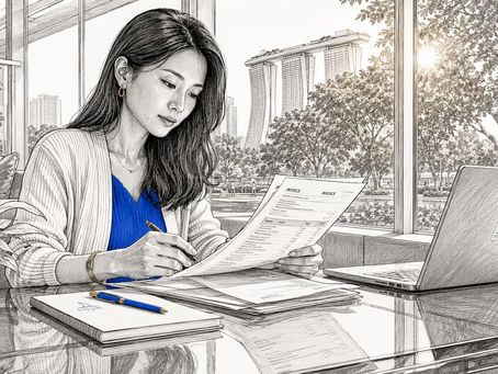 Business owner reviewing outsourced accounting invoices