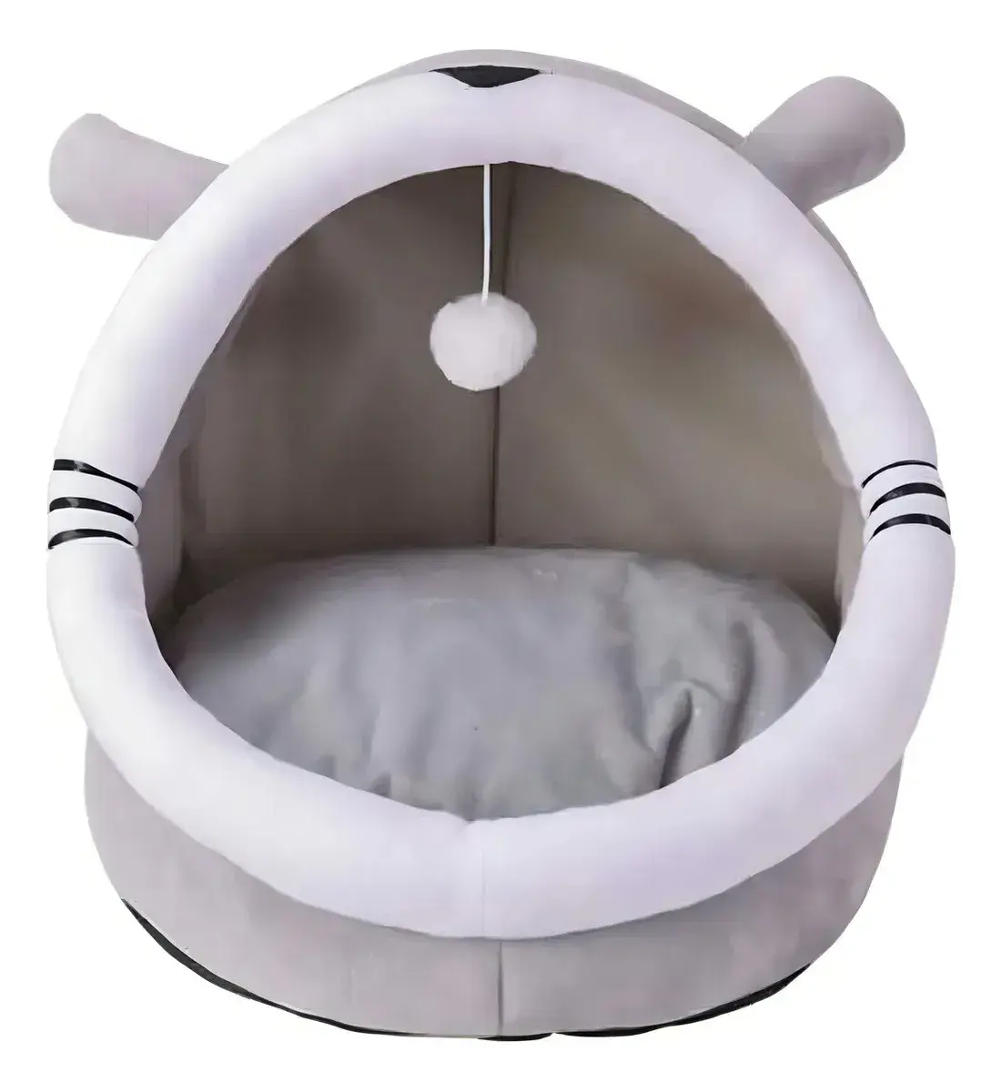 Casa Cama Plush Iglú Nido Mascota Perro Gatos Gris