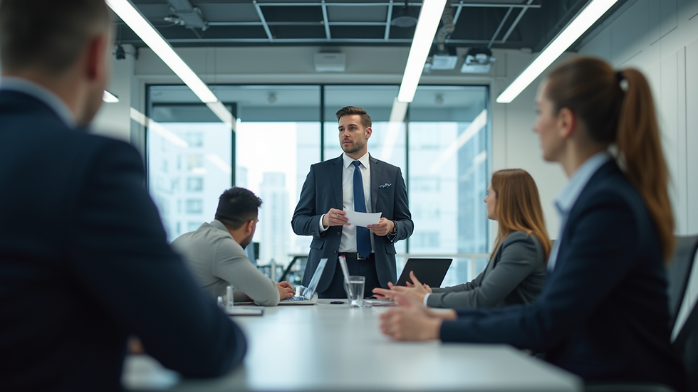 Eye-level view of a safety training session in a modern office