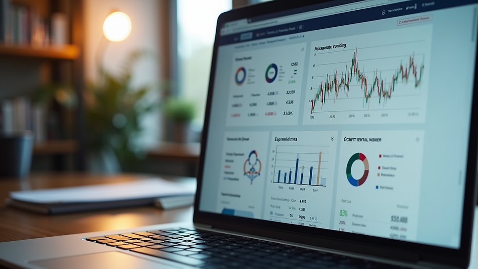 Close-up view of a law firm’s financial dashboard on a laptop screen