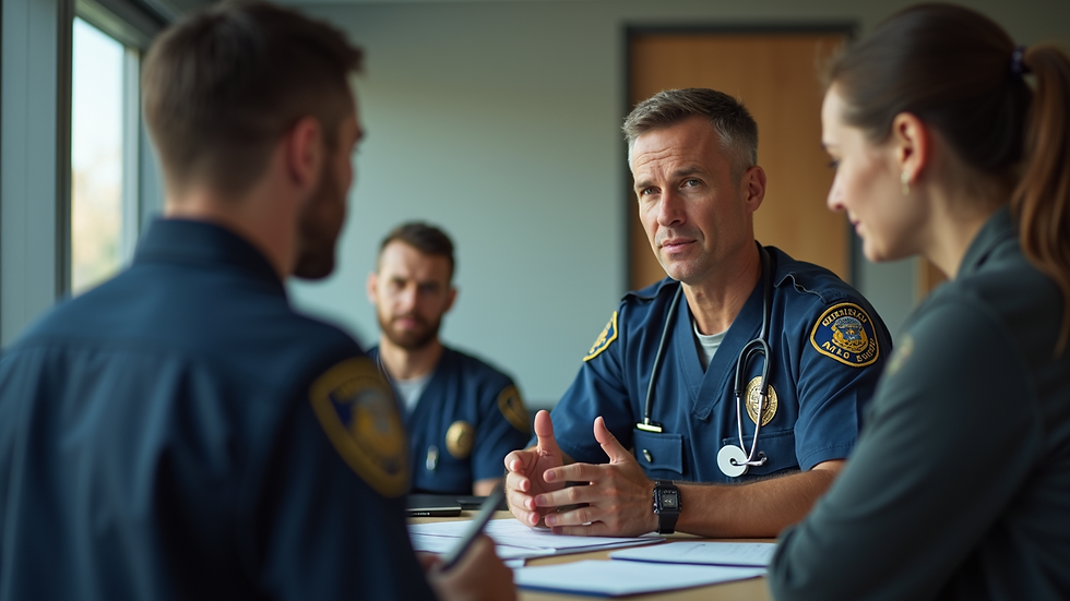 Close-up view of a first responder receiving Mental Health First Aid training