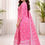 Thumbnail: Woman poses in pink embroidered Kurti Pant Dupatta Set. Beautiful Indian attire.