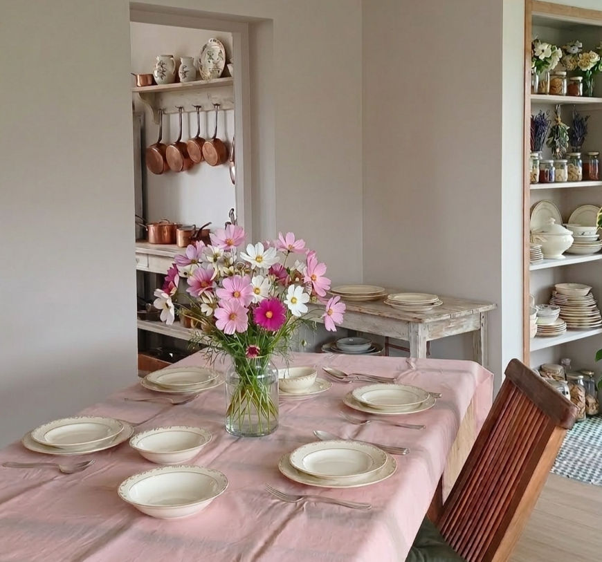 ROSALIE nappe artisanale en coton shibori ambiance