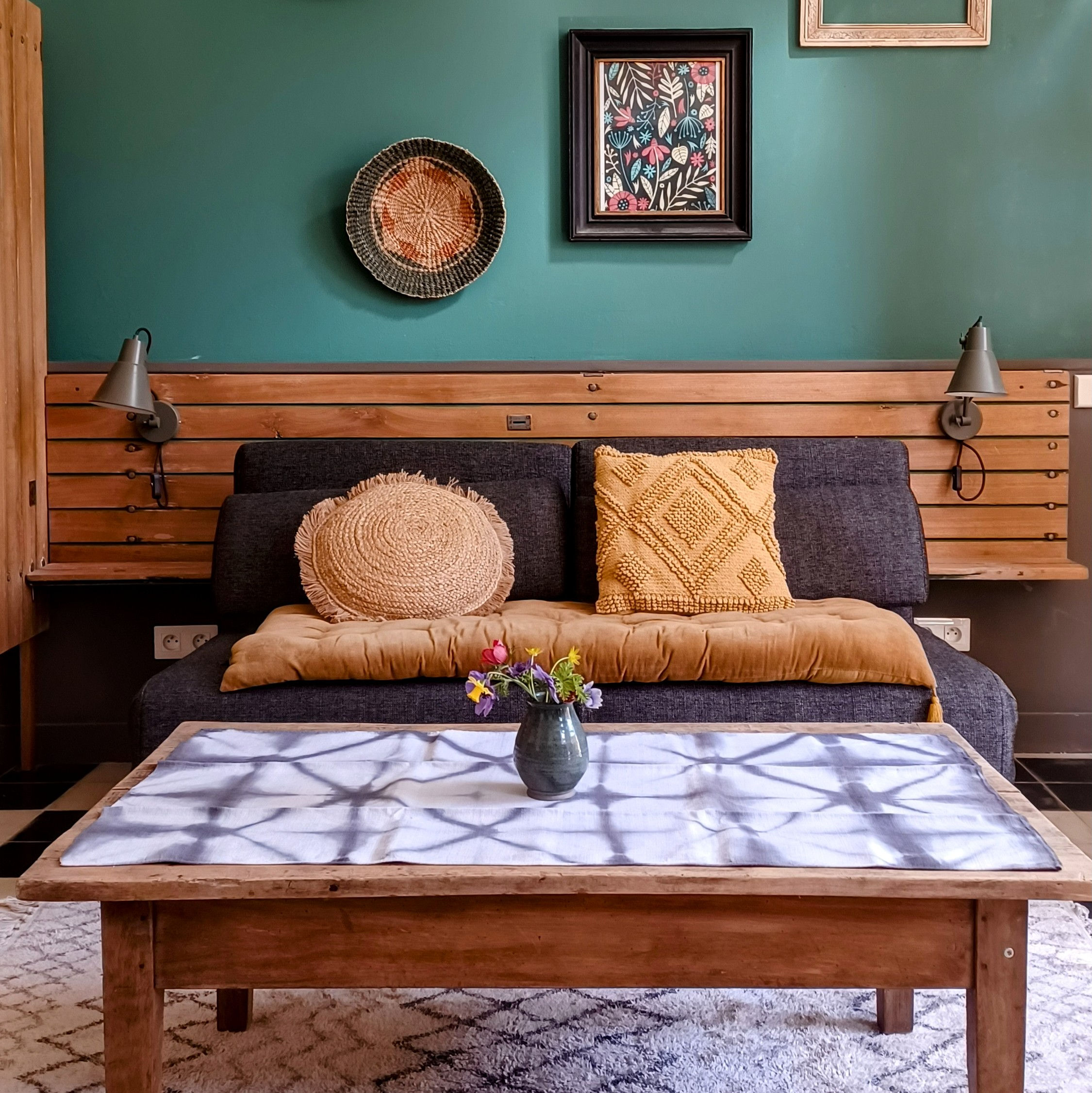 Nappe shibori bleu motif étoile