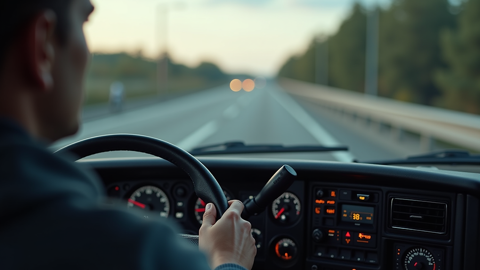 Close-up view of a truck dashboard with navigation tools