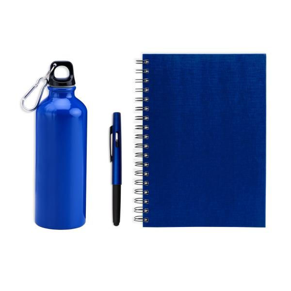 Miniatura: Kit Com Squeeze, Caneta E Caderno - Azul - 3 Pçs