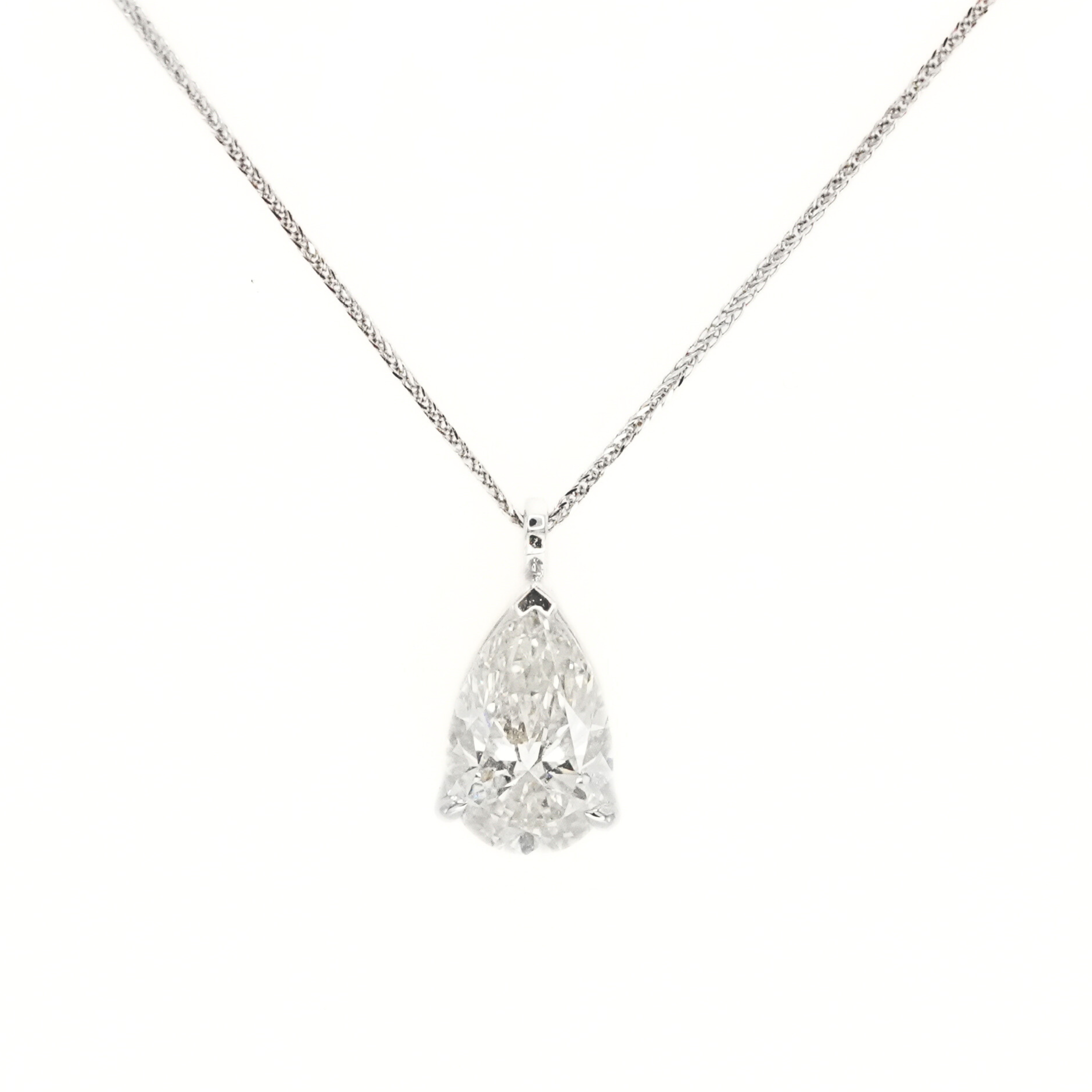 1.0ct Pear Brilliant Diamond Necklace in 18k White Gold