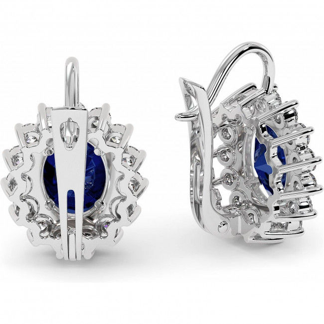 Thumbnail: The Diana Earrings - Oval Sapphire Studs in 18k White Gold