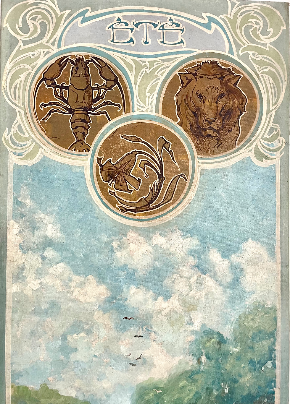 Miniature : Anto Carte (1886-1954), les quatre saisons, quadiptyque, signé, 1906, 167x199cm.