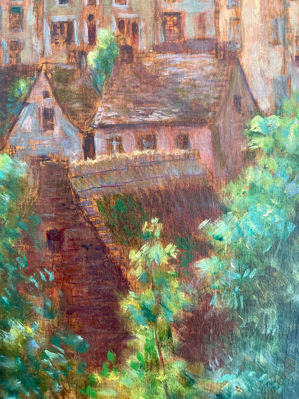 Miniature : Delphin Enjolras(1857-1945), village du Gard, hsp, signée, ca 1895, 35,5x26 cm
