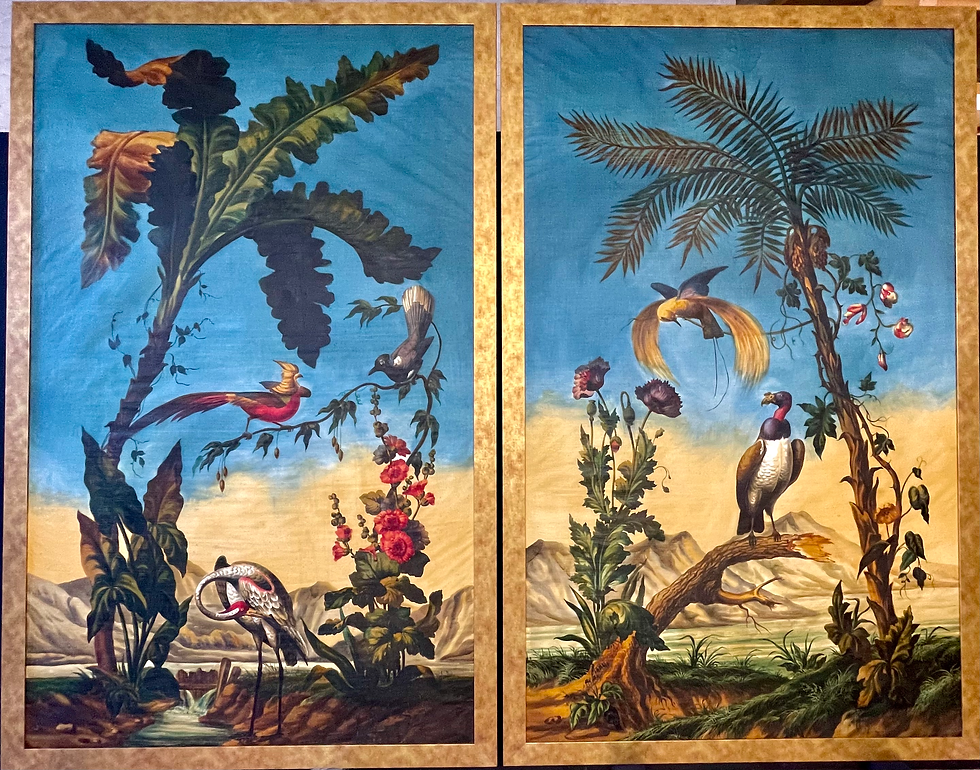 Entourage de Jacques Barraband ( 1767-1809), paire de tempera sur toile, ca 1820