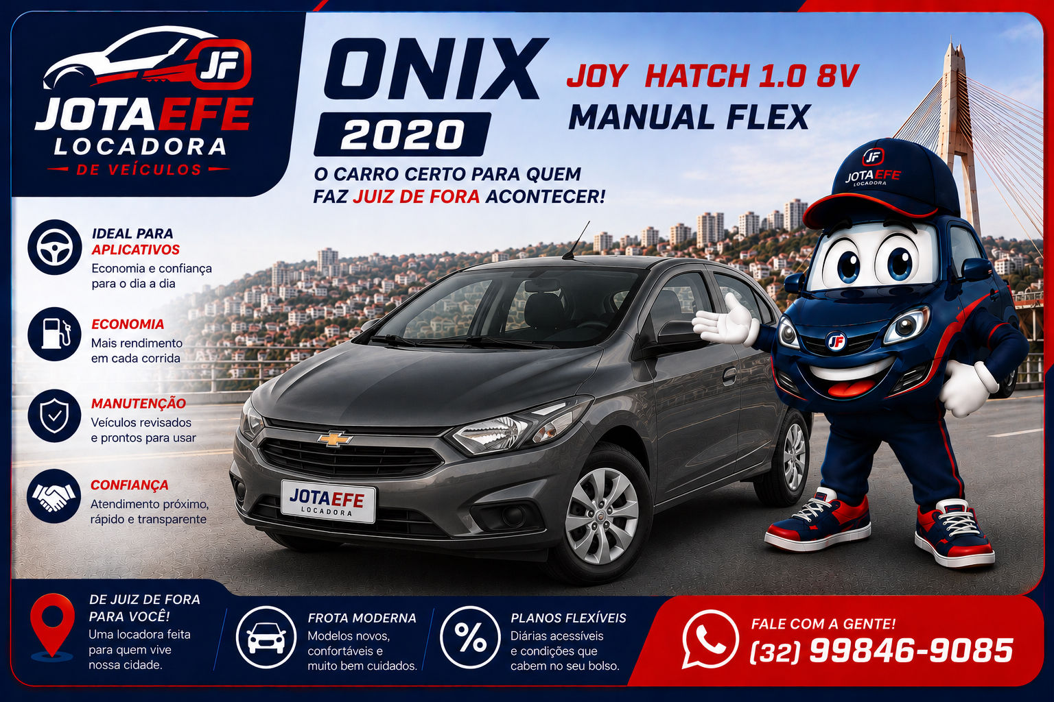 Chevrolet Onix econômico para aluguel em Juiz de Fora