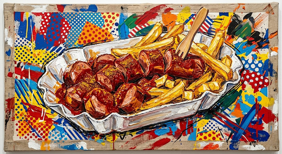 currywurst with pommes frites produced in April 2026 by martin wilhelm döhring