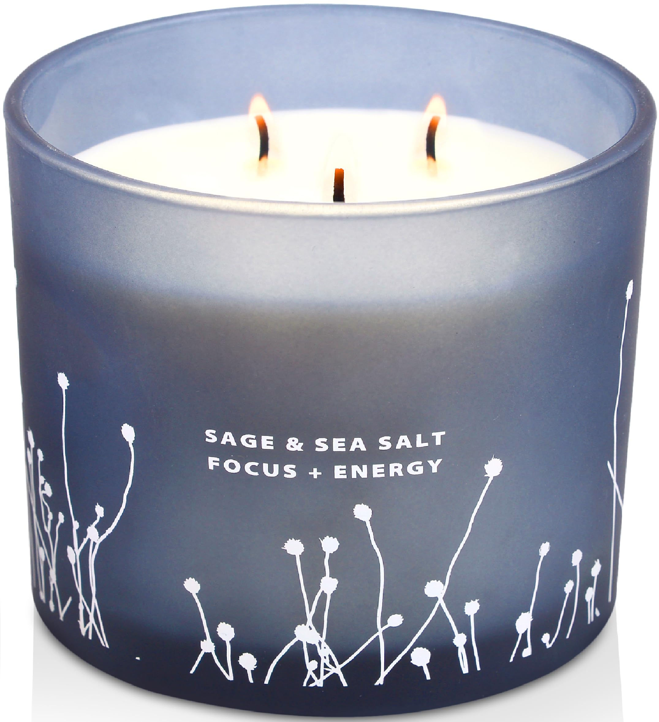 White Sage Sea Salt 3 Wick Candle Large 14.5 oz | Sage Candles for Cleansing Hou