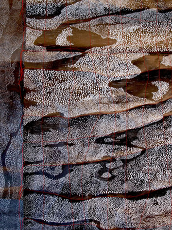 Close up of detailed abstract prints depicting country