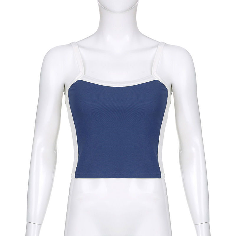 Miniatura: Top cropped de tricô sem mangas, modelo básico e sexy com patchwork