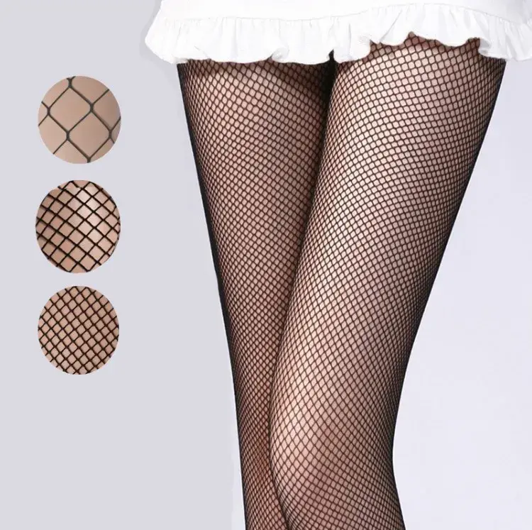 Miniatura: Meias de rede femininas sensuais multicoloridas plus size em nylon